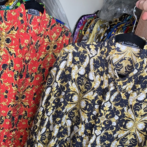 Rare Versace Baroque Red black an gold silk shirt button down - Picture 6 of 6